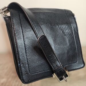 B. MAKOWSKY Soft LEATHER Shoulder Purse Crossbody Messenger Style Black Flap